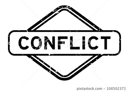 Grunge black conflict word rubber seal stamp on white background Grunge black conflict word rubber seal stamp on white background 108502371