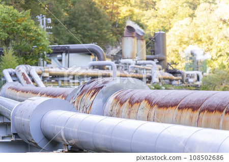 Geothermal power plant steam piping Geothermal power plant steam piping 108502686