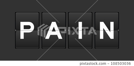 Black color analog flip board with word pain on gray background Black color analog flip board with word pain on gray background 108503036