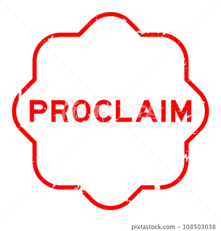 Grunge red proclaim word rubber seal stamp on white background 108503038
