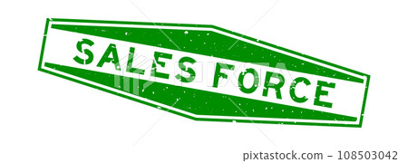 Grunge green sales forceword hexagon rubber seal stamp on white background 108503042