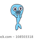 Cartoon seal Cute hand drawn animal. Vector 108503318
