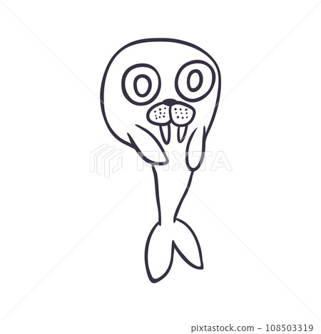 Cartoon seal Cute hand drawn animal. Vector 108503319