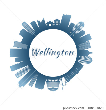 Wellington skyline with colorful buildings. Wellington skyline with colorful buildings. 108503829