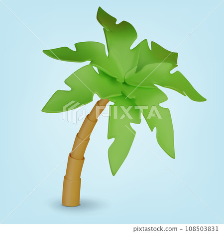 3d Palm tree . Realistic tree on blue background. Vector illustration. 3d Palm tree . Realistic tree on blue background. Vector illustration. 108503831