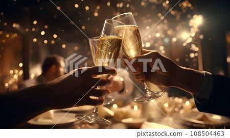 People holding glasses of champagne People holding glasses of champagne 108504463