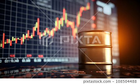 Barrels of oil with charts 108504488