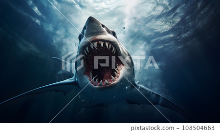Great white shark with open mouth Great white shark with open mouth 108504663