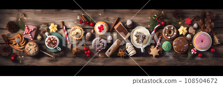 Cute Christmas sweets and cookie table Cute Christmas sweets and cookie table 108504672