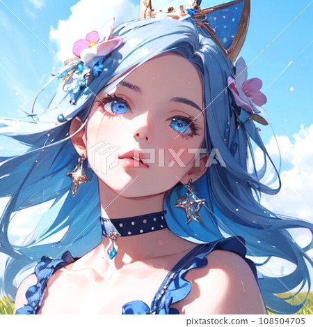 A woman looking up at the sky 108504705