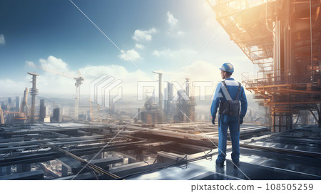 The engineer is facing with large industry background The engineer is facing with large industry background 108505259