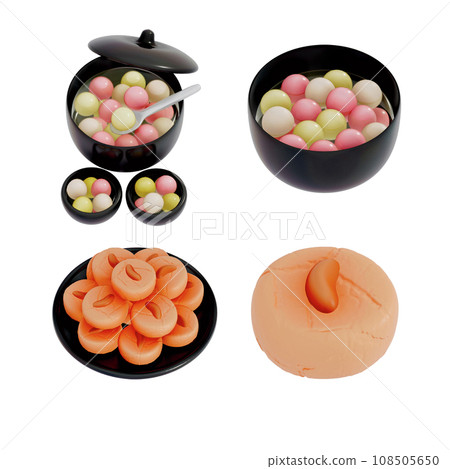 Lunar New Year dessert set 3D Lunar New Year dessert set 3D 108505650