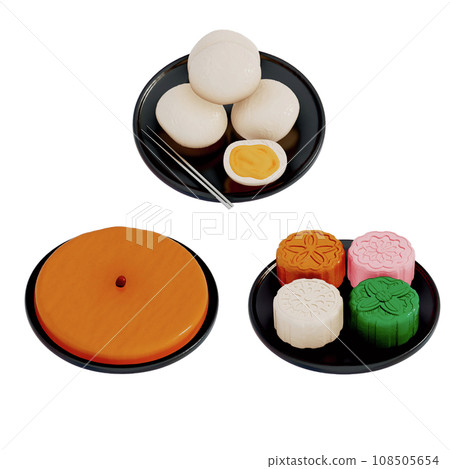 Lunar New Year dessert set 3D Lunar New Year dessert set 3D 108505654