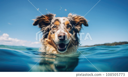 Summer's essence is captured in the spirited and sunlit portrait of an Australian Shepherd. Summer's essence is captured in the spirited and sunlit portrait of an Australian Shepherd. 108505773