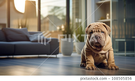 Cute canine indoors at home. Cute canine indoors at home. 108505856