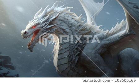 An awe-inspiring ice fantasy dragon monster, a protector of frozen realms with an air of magic An awe-inspiring ice fantasy dragon monster, a protector of frozen realms with an air of magic 108506169