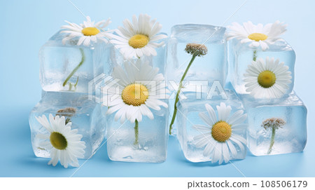 Chamomile-infused frozen cubes, a cool and soothing addition to your summer beverages Chamomile-infused frozen cubes, a cool and soothing addition to your summer beverages 108506179