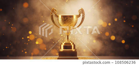 A champion's reward, the golden trophy, takes center stage in the background A champion's reward, the golden trophy, takes center stage in the background 108506236