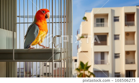 Lovebird's spirited antics add happiness to the urban ambiance 108506275