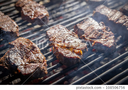 Closeup food grilled steak roast Closeup food grilled steak roast 108506756