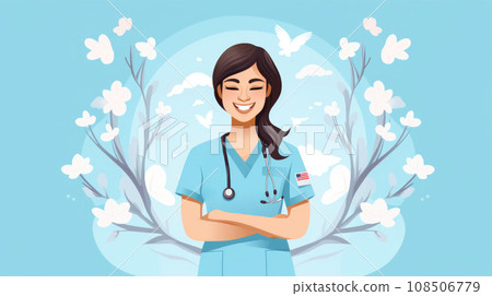Compassionate nurse's smile on International Nurses Day, honoring healthcare heroes Compassionate nurse's smile on International Nurses Day, honoring healthcare heroes 108506779