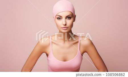 Lady in pink shows solidarity during Breast Cancer Awareness Month 108506862