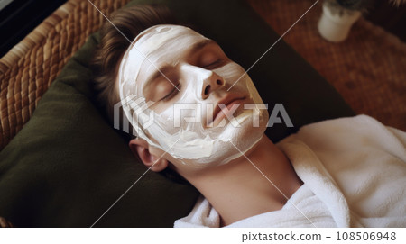 Joyful man embraces wellness with spa therapy, celebrating self-love and rejuvenation. Joyful man embraces wellness with spa therapy, celebrating self-love and rejuvenation. 108506948