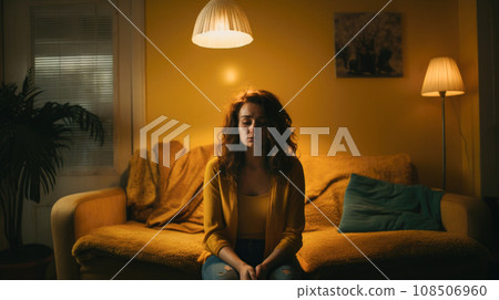 Dramatic cinematic shot depicting a woman's inner turmoil and emotional distress. Dramatic cinematic shot depicting a woman's inner turmoil and emotional distress. 108506960