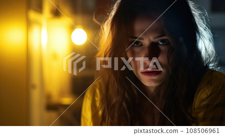 Artistic image of a despondent woman, conveying the complexity of mental health challenges. Artistic image of a despondent woman, conveying the complexity of mental health challenges. 108506961