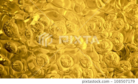 Golden Liquid Bubbles, Whiskey or Cognac Surface. 108507179