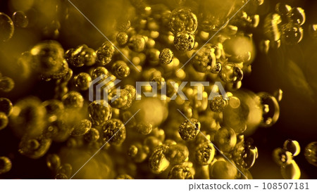 Golden Liquid Bubbles, Whiskey or Cognac Surface. 108507181