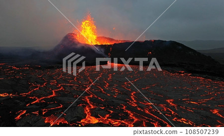Icelandic volcano in eruption 2023. Icelandic volcano in eruption 2023. 108507239