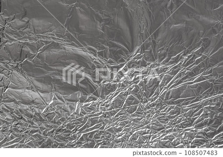 Aluminum Foil Texture Background, Wrinkled Aluminium Paper Pattern, Crumpled Tin Material Banner 108507483