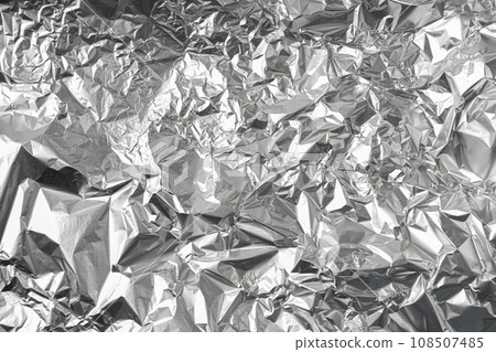 Aluminum Foil Texture Background, Wrinkled Aluminium Paper Pattern, Crumpled Tin Material Banner 108507485
