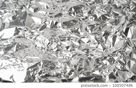 Aluminum Foil Texture Background, Wrinkled Aluminium Paper Pattern, Crumpled Tin Material Banner 108507486