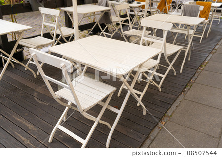 Street Restaurant Table, Empty Cafe Tables, Bar Terrace, Outdoor Restaurants, Outside Trattoria 108507544