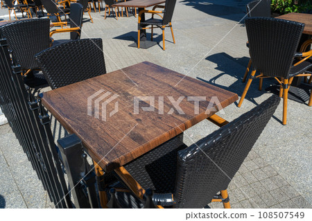 Street Restaurant Table, Empty Cafe Tables, Bar Terrace, Outdoor Restaurants, Outside Trattoria 108507549