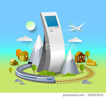 Transport ticket self-service kiosk isometric vector illustration 108507635