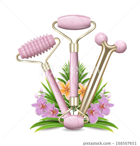 Face massage Gua Sha rollers tools composition Face massage Gua Sha rollers tools composition 108507651