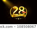 28 Years Anniversary in laurel wreath Gold Ribbon 108508067