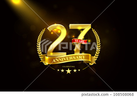 27 Years Anniversary in laurel wreath Gold Ribbon 27 Years Anniversary in laurel wreath Gold Ribbon 108508068