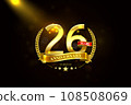 26 Years Anniversary in laurel wreath Gold Ribbon 108508069