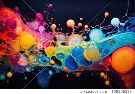 Background with liquid colored swirls and dye blends that flows from top to bottom. Fluid art acrylic texture with colorful waves, mixing paint effect. 108508285