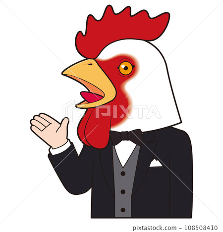 穿著燕尾服的男人戴著雞面具 108508410