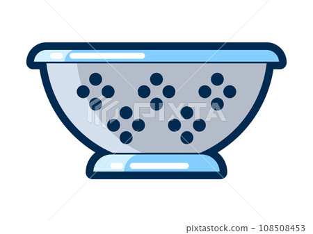 Illustration of cooking colander. Stylized kitchen utensil item. Illustration of cooking colander. Stylized kitchen utensil item. 108508453