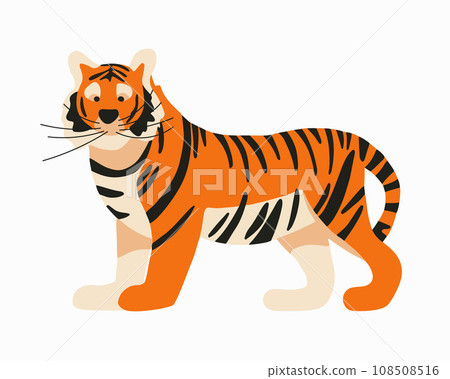Vector isolated illustration of tiger animal on white background. Vector isolated illustration of tiger animal on white background. 108508516