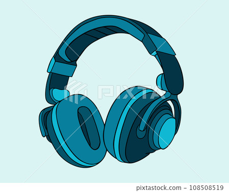 Vector isolated illustration of headphones. Listen to music. Listening to a podcast. Vector isolated illustration of headphones. Listen to music. Listening to a podcast. 108508519