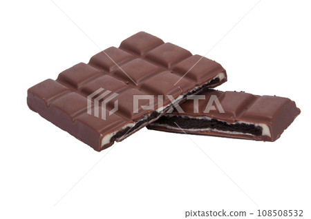 milk chocolate brocken isolated on the white milk chocolate brocken isolated on the white 108508532