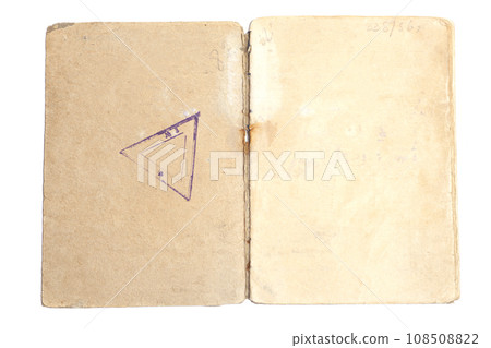 old blank document with seal isolated on white background. old blank document with seal isolated on white background. 108508822