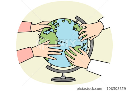 Diverse hands turning globe Diverse hands turning globe 108508859